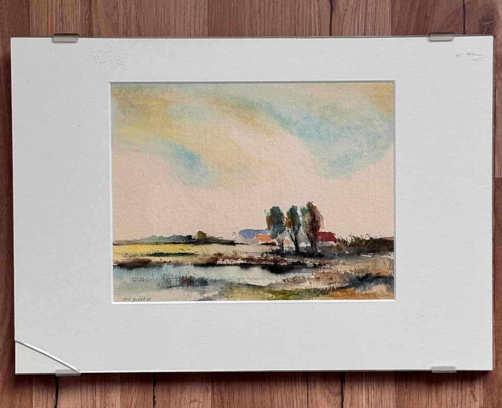 Tekoop schilderij van 'Albert Grosveld 1975', Ophalen of Verzenden, Gesigneerd, Aquarel, Landschap