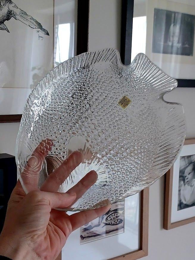 Vintage Arcoroc visservies (1 serveerschaal + 6 borden), Ophalen of Verzenden, Overige stijlen, Compleet servies, Glas