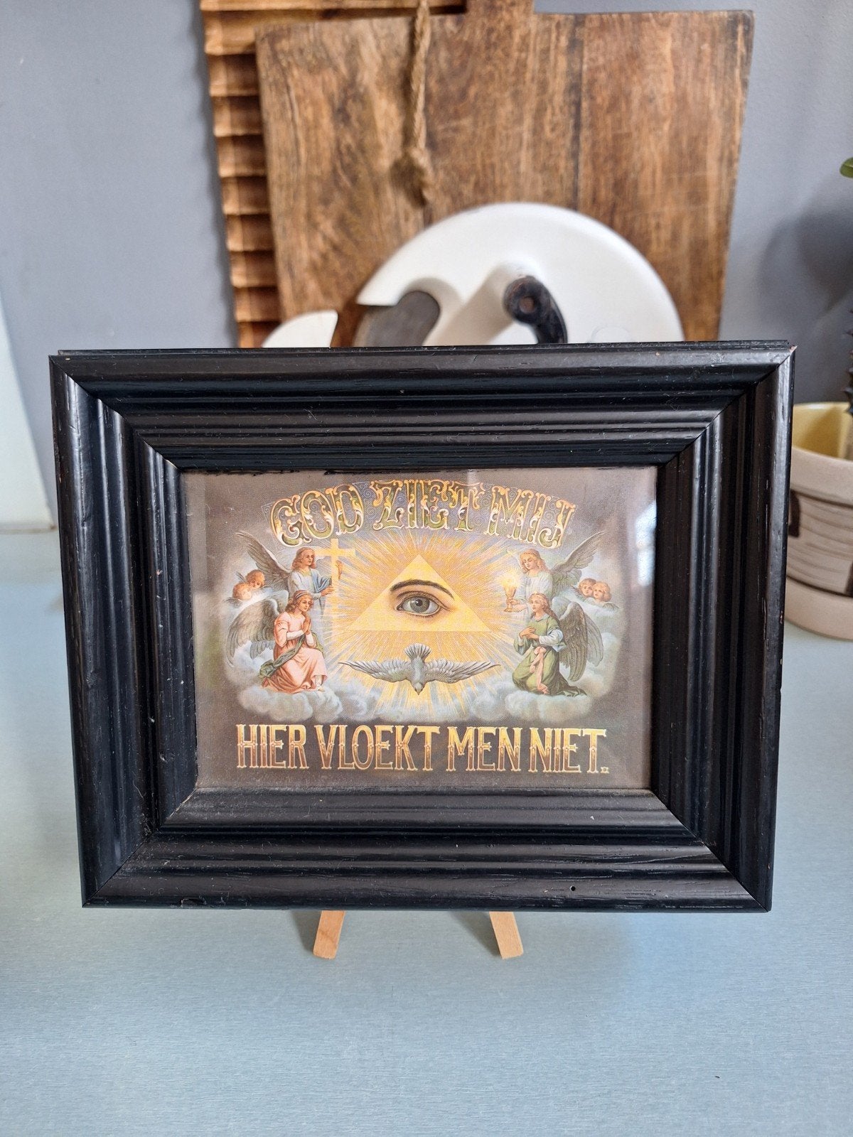ingekaderde antieke religieuze prent, Antiek en Kunst, Ophalen of Verzenden