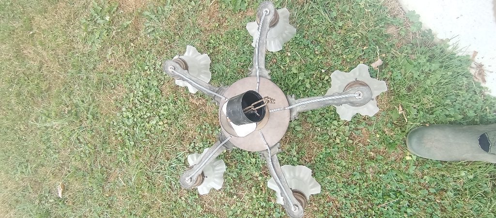 Encien lustre en laiton, Enlèvement, Utilisé, Bois, Vintage