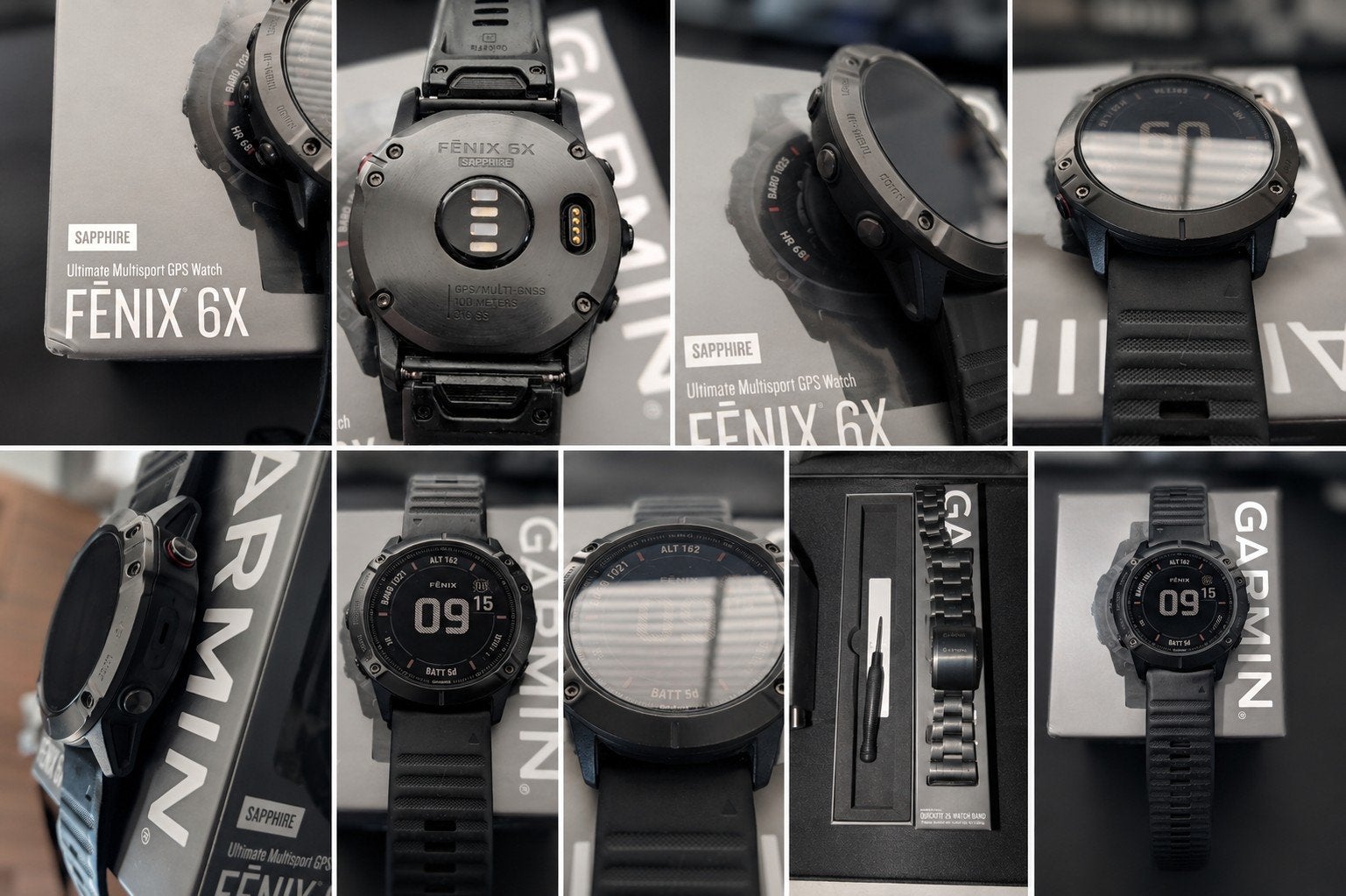 Garmin Fenix 6X Sapphire + Garmin  Titanium Bracelet – Zwart, Ophalen of Verzenden, GPS, Zwart