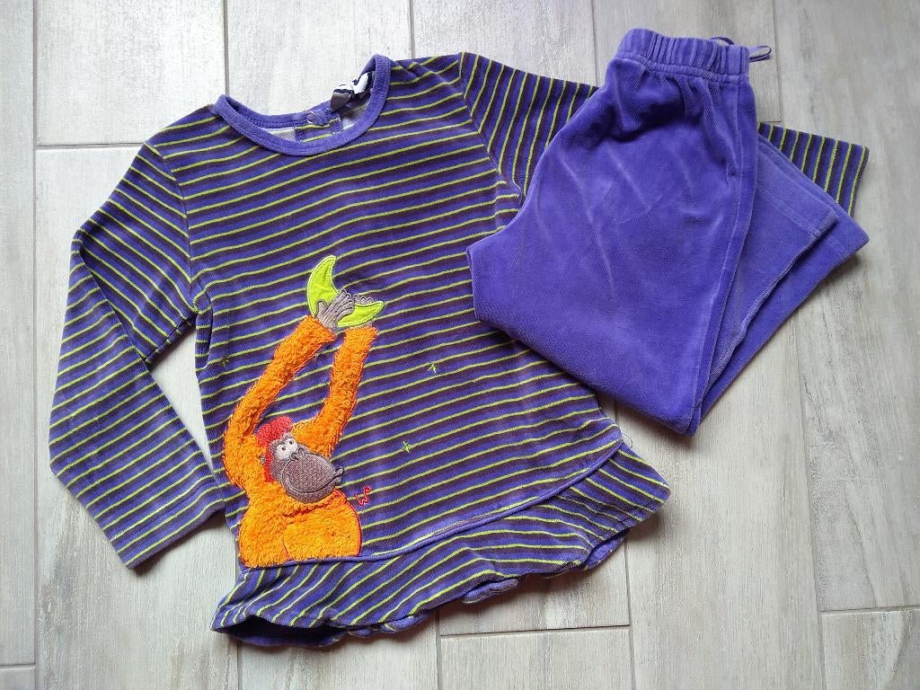 ✿ M98 - Woody pyjama velours thema schaap, Nacht- of Onderkleding, Meisje, Ophalen of Verzenden, Zo goed als nieuw