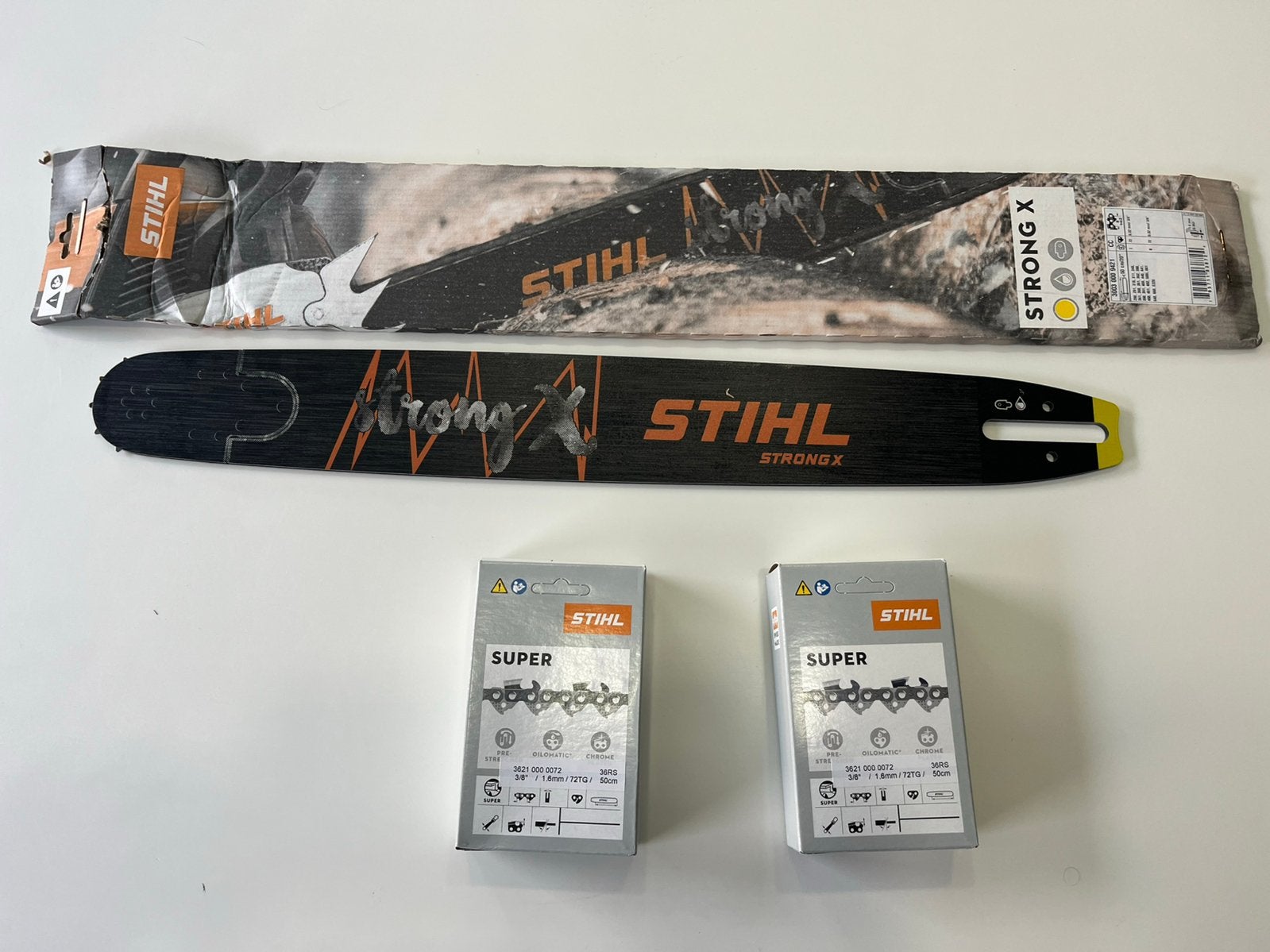 Lame de scie Stihl Strong X 50 cm + 2 chaînes, Enlèvement ou Envoi, Neuf, Autres types