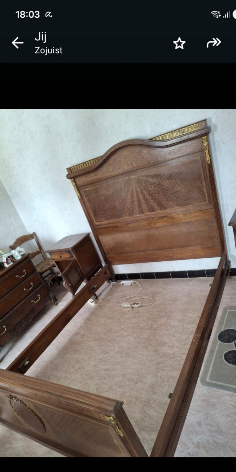 Prachtig Frans vintage/antiek bedframe in mahoniehout, Antiek en Kunst, Antiek | Meubels | Bedden, Ophalen