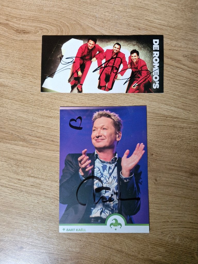 Orgineel gesigneerde foto's Bart Kaëll & De Romeo's, Verzamelen, 1980 tot heden, Ophalen of Verzenden, Zo goed als nieuw, Prent