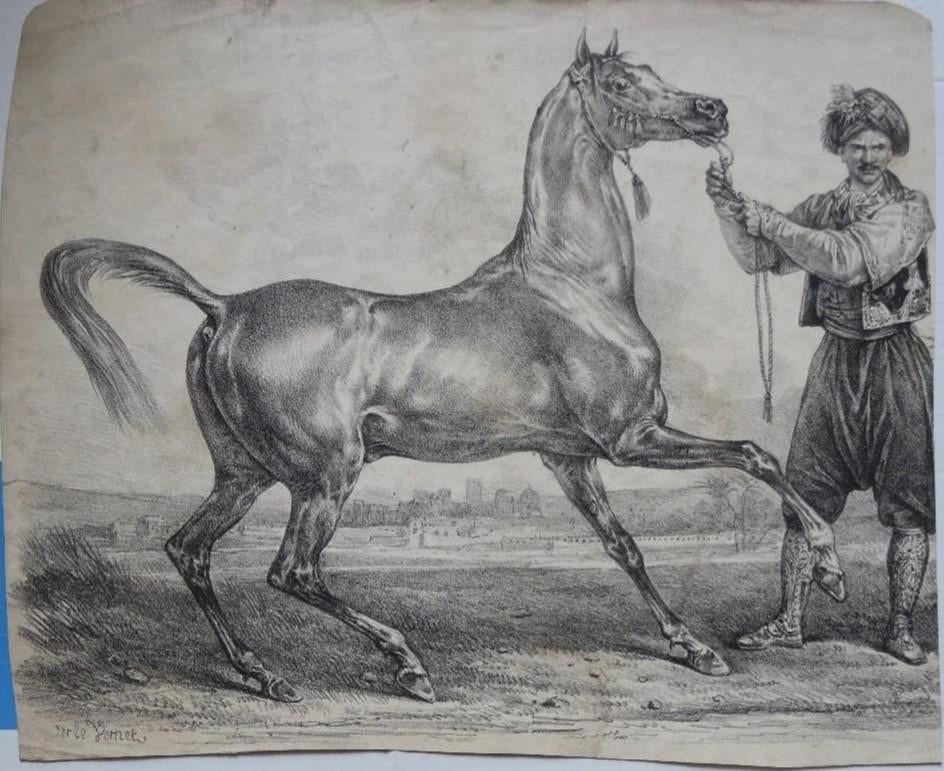 Carle Vernet litho "Kozak met Jong Paard", Antiquités & Art, Enlèvement