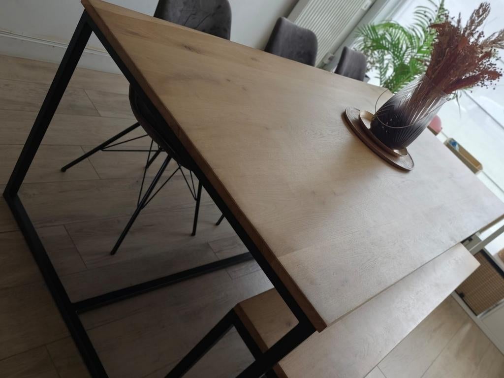 Eiken eettafel met bank., Huis en Inrichting, Tafels | Eettafels, Ophalen