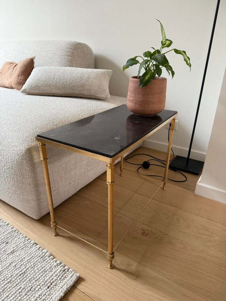 Vintage salontafel of bijzettafel (goud - graniet), Ophalen, Zo goed als nieuw, Retro