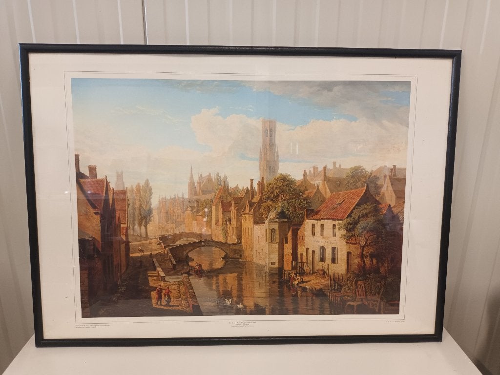 Affiche Brugge in kader, Verzamelen, Posters, Ophalen, Met lijst