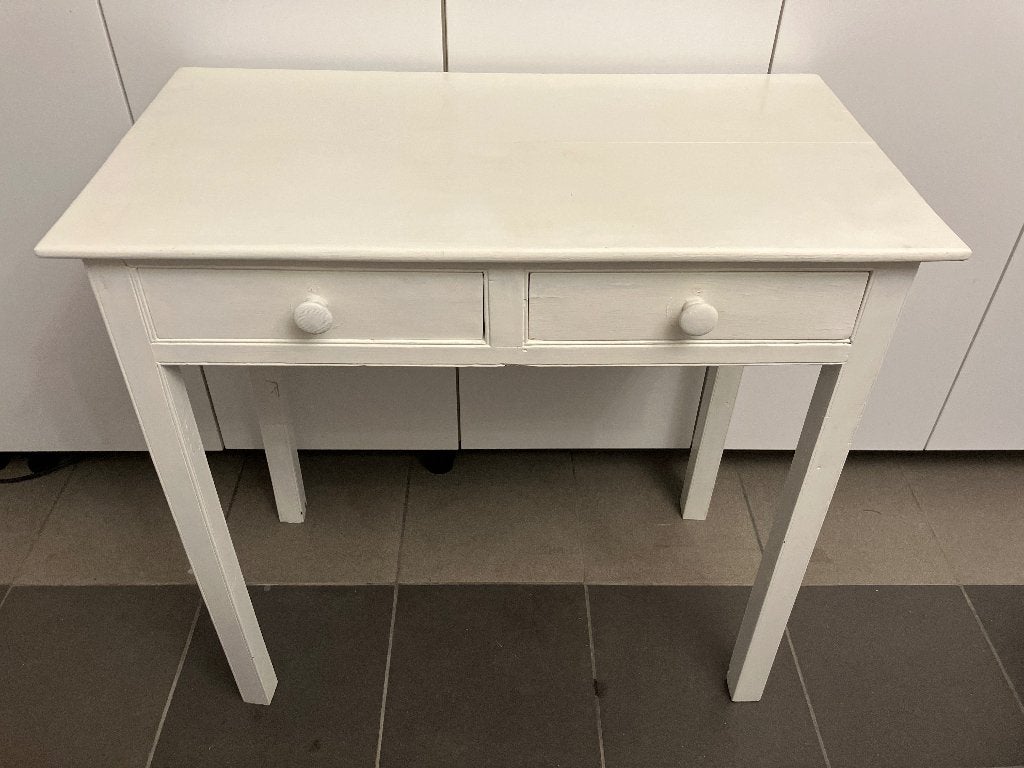 antiek wit bijzettafeltje side table massief hout, Ophalen