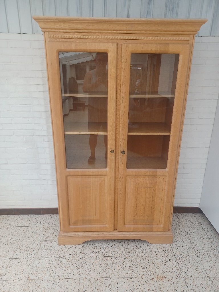 eiken vitrinekast, Huis en Inrichting, Ophalen, 100 tot 150 cm, Klassiek, Eikenhout