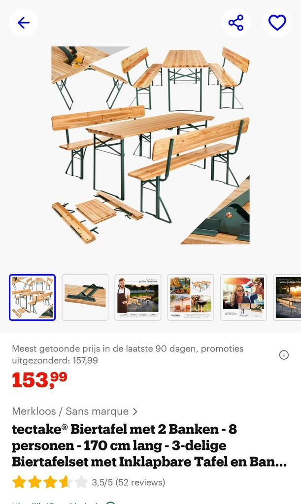 Biertafel, Ophalen, Gebruikt, Hout