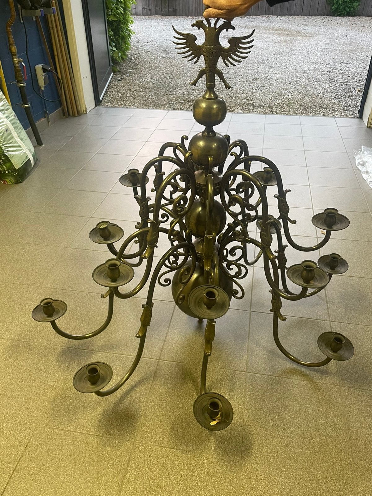 Unieke decoratieve Masief Bronzen Kroonluster., Antiek en Kunst, Ophalen, Koper of Brons