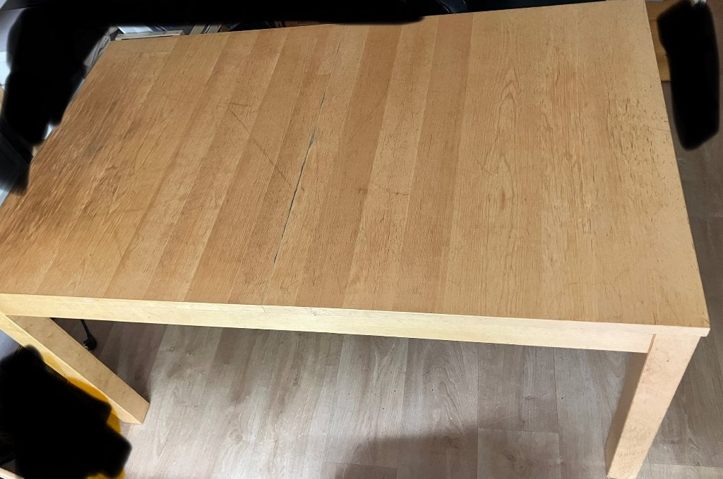 À DONNER Table plaqué chêne avec rallonge, Huis en Inrichting, Complete eetkamers, Ophalen, Gebruikt