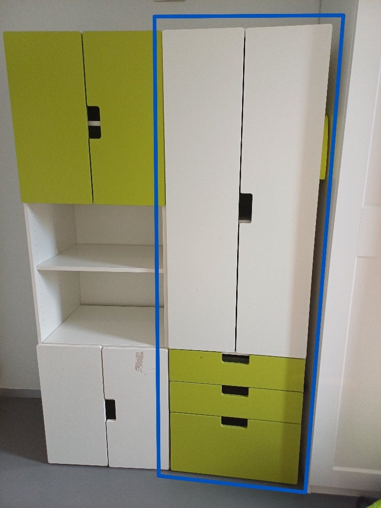 STUVA kleerkast met 4 planken en 3 schuiven, Ophalen, Gebruikt, Met lade(s), 50 tot 100 cm