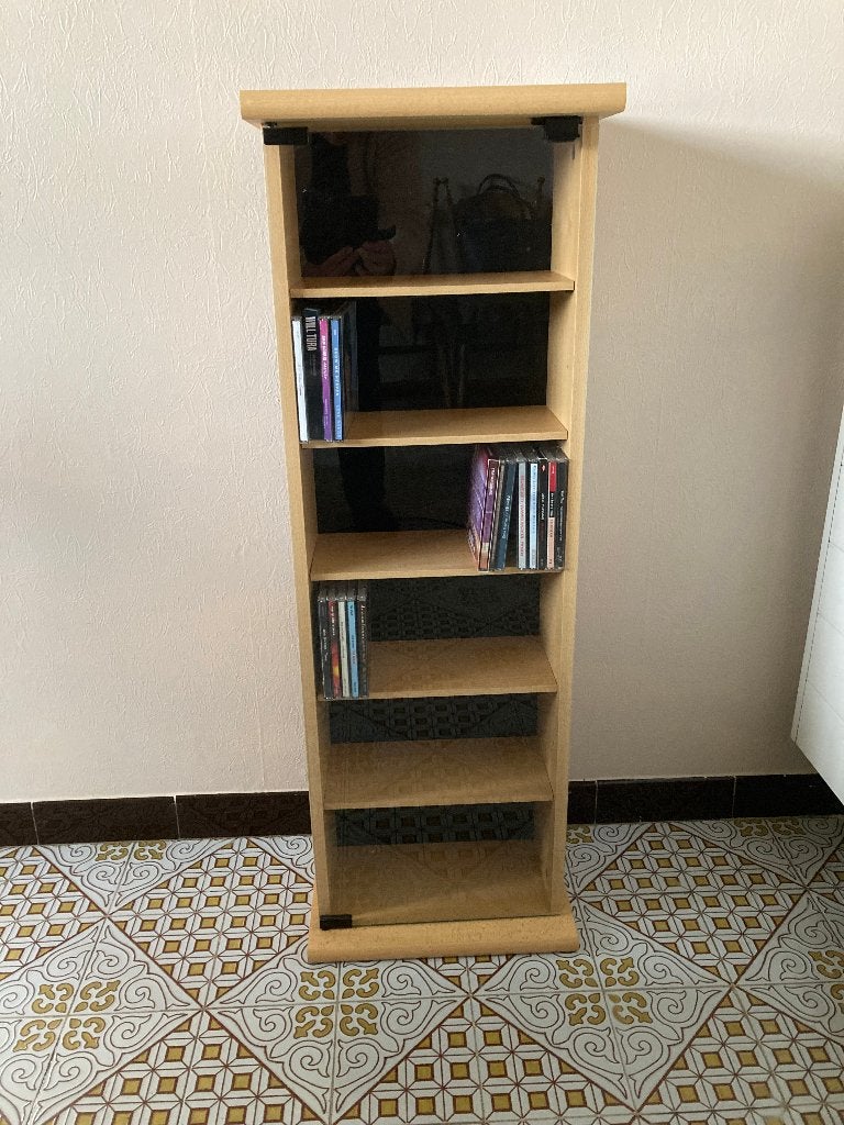 Kast met glazen deur voor CD's in te plaatsen, Huis en Inrichting, Ophalen, Zo goed als nieuw, Hout, Cd's