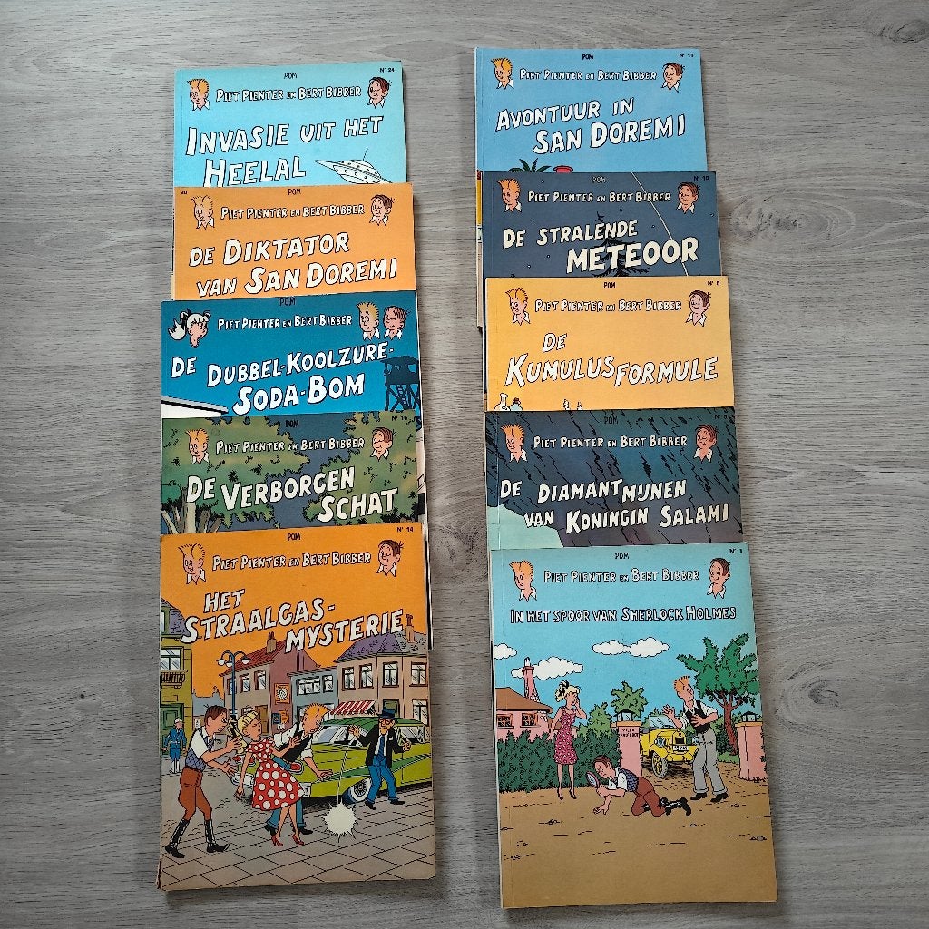 10 strips Piet Pienter en Bert Bibber, Boeken, Gelezen, Ophalen of Verzenden, POM, Meerdere stripboeken