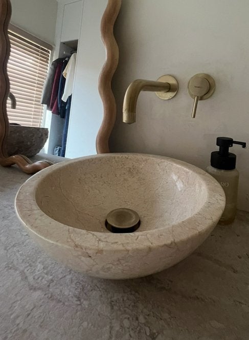 Lavabo beige poli - très bon état, Maison & Meubles, Salle de bain | Meubles de Salle de bain, Enlèvement, Comme neuf