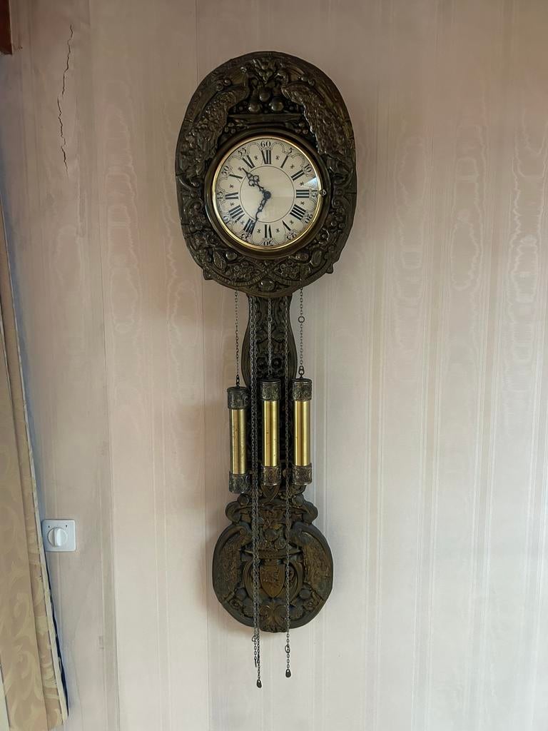 antieke wandklok / regulateur met gewichten – slingerklok, Enlèvement, Utilisé, Analogique, Horloge murale