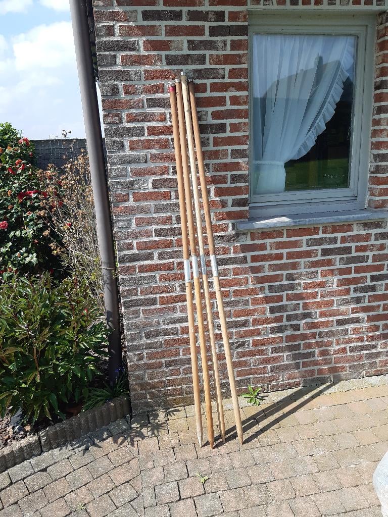 17 houten windschermstokken, Caravans en Kamperen, Ophalen, Gebruikt