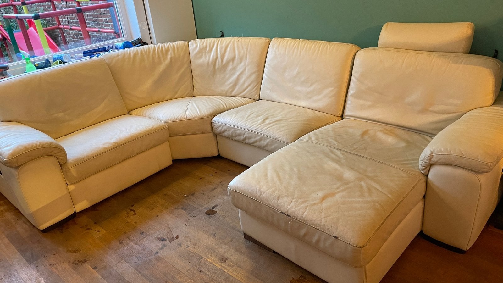 Zetel met uitschuifbare delen, Ophalen, Gebruikt, Leer
