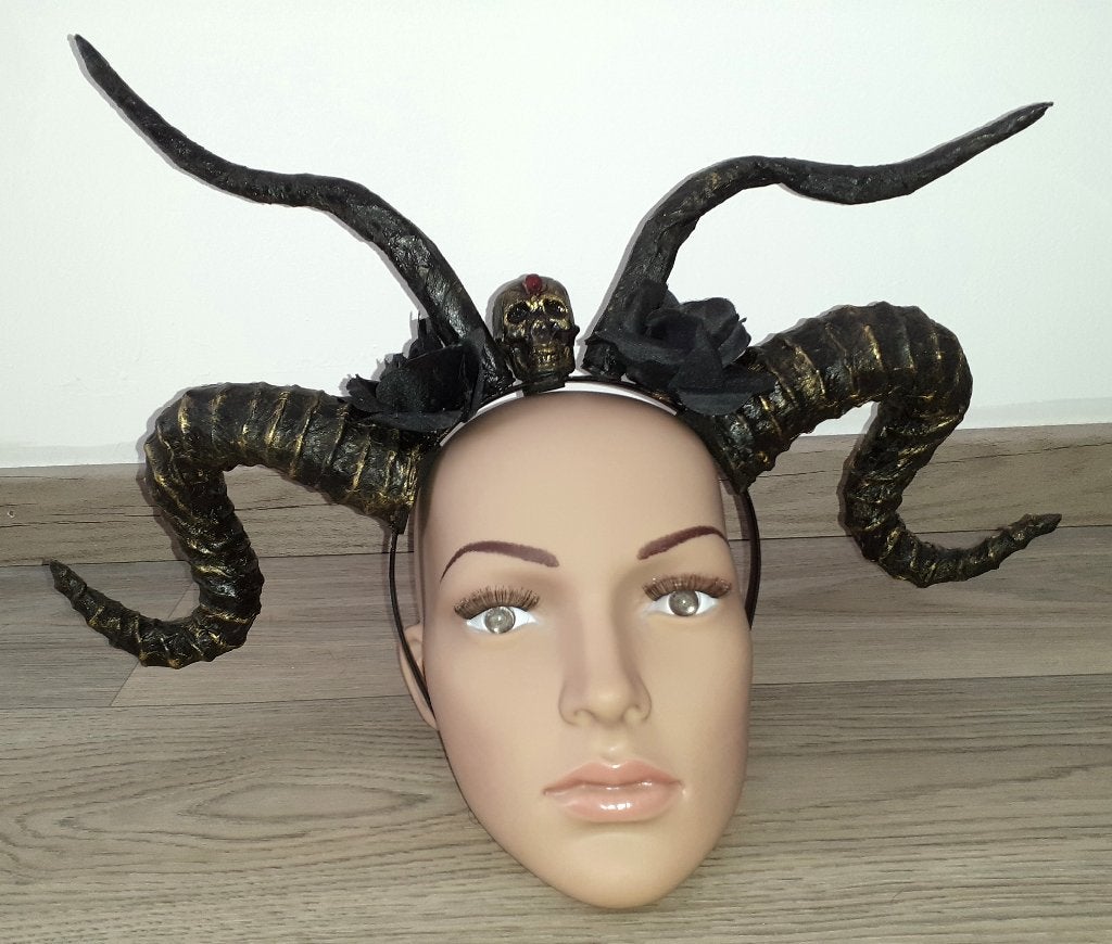 Hoofdtooi speciaal gothic met schedel en hoorns, Kleding | Dames, Ophalen of Verzenden, Nieuw, Accessoires