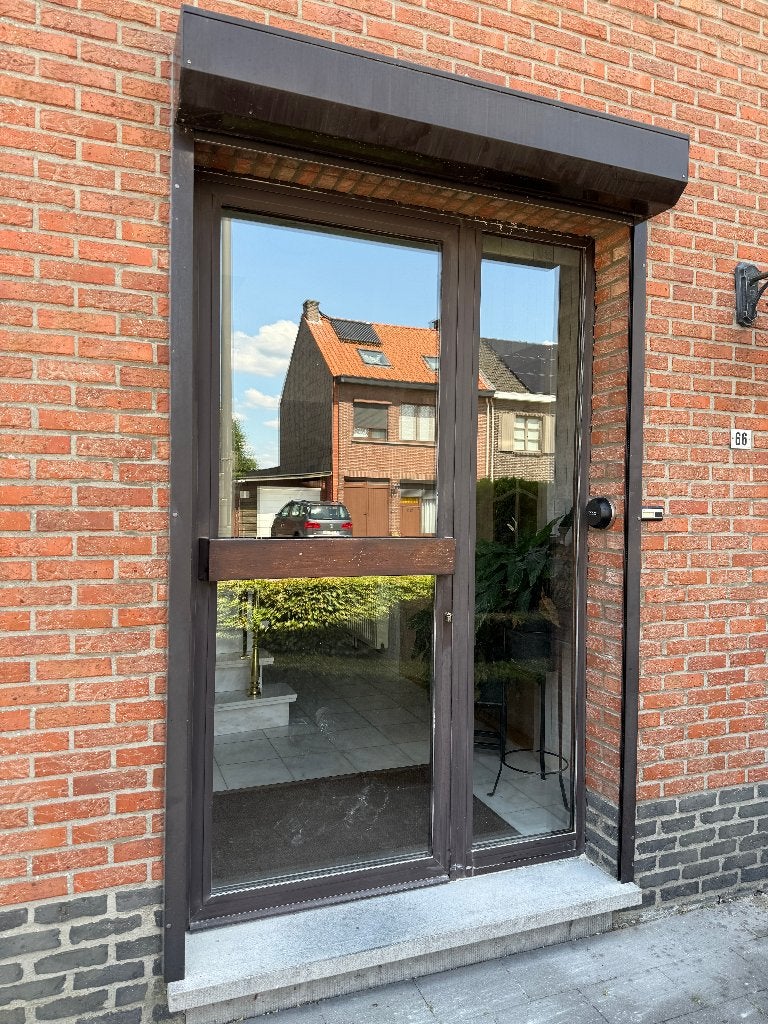 Bruin aluminium voordeur, Doe-het-zelf en Bouw, Deuren en Vliegenramen, Ophalen, Gebruikt, 215 cm of meer, Buitendeur