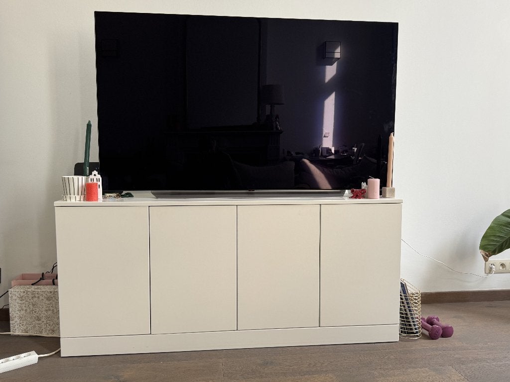 Meuble TV ou autre en bois laqué blanc, Enlèvement, Utilisé