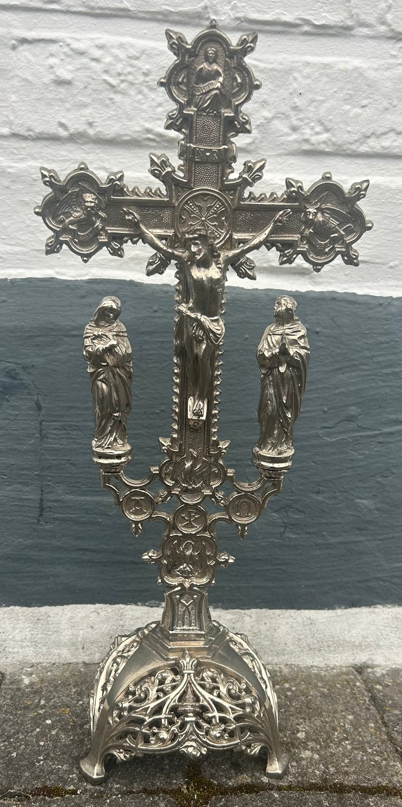 Croix d'autel d'église ancienne - 45 cm, Antiquités & Art, Enlèvement