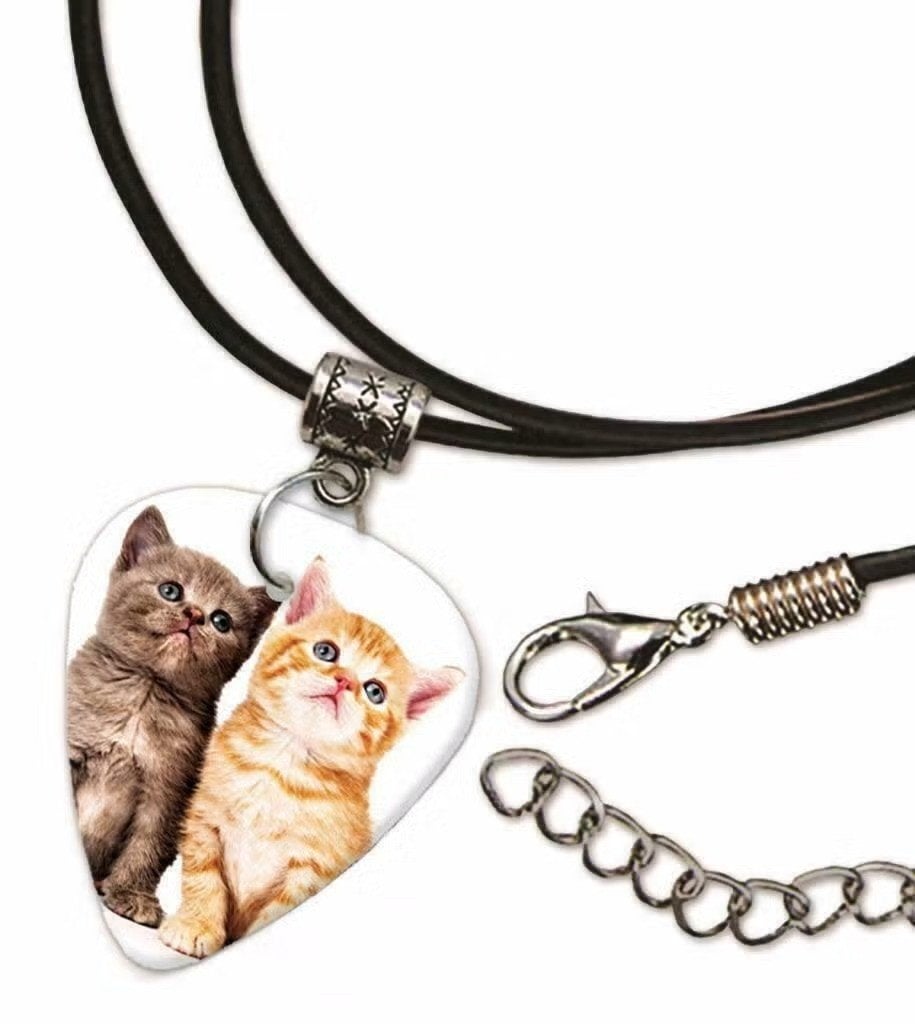 2 Lieve katjes plectrum ketting, sleutelhanger of oorbellen, Enlèvement ou Envoi, Neuf