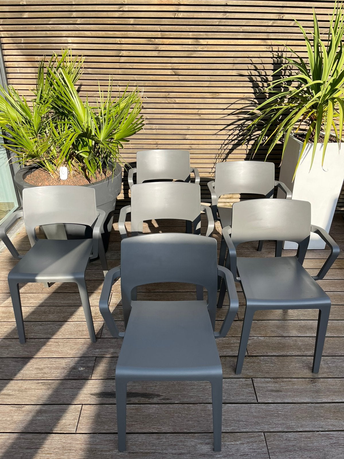 6 Chaises de jardin Arper modele juno, Jardin & Terrasse, Chaises de jardin, Enlèvement, Utilisé, Autres matériaux, Empilable