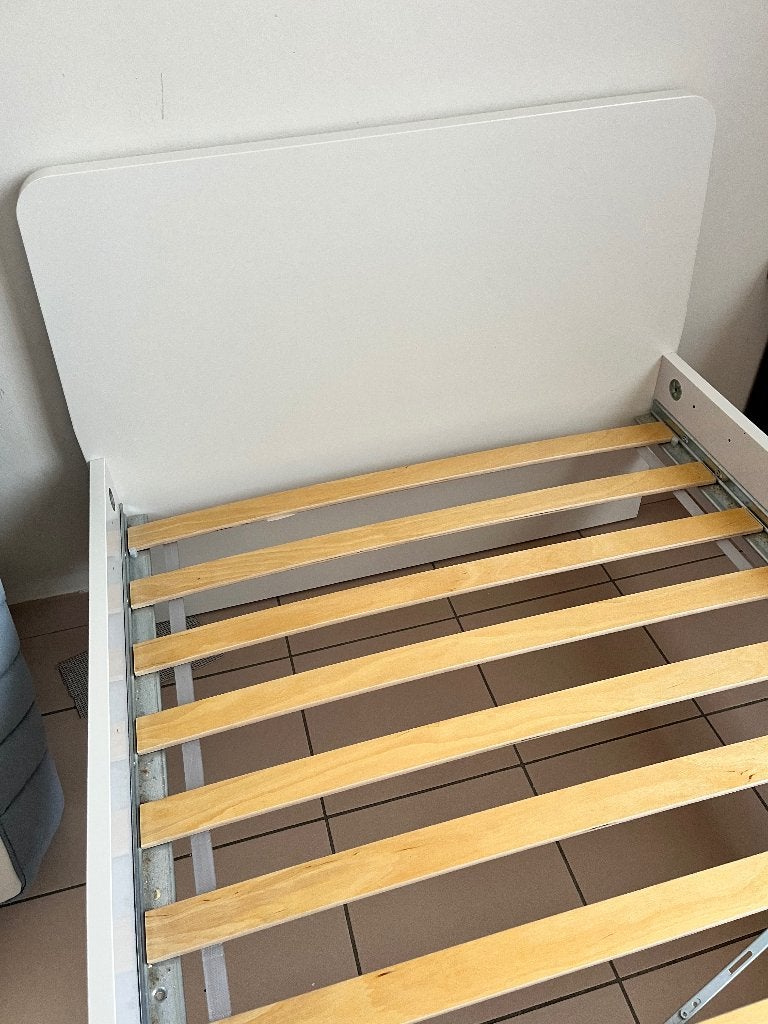 Bedframe met lattenbodem, 90 cm, Enlèvement, Blanc, Une personne