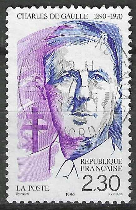 Frankrijk 1990 - Yvert 2634 - Charles De Gaulle  (ST), Postzegels en Munten, Verzenden, Gestempeld