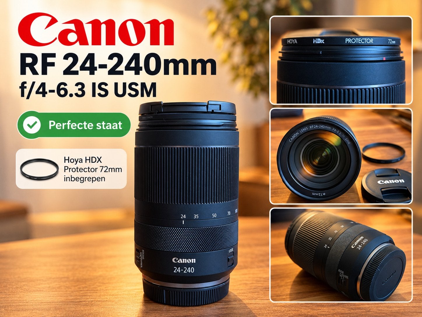 Canon RF 24-240mm f/4-6.3 IS USM + filter - perfecte staat, Autofocus, Canon RF, Comme neuf, Canon