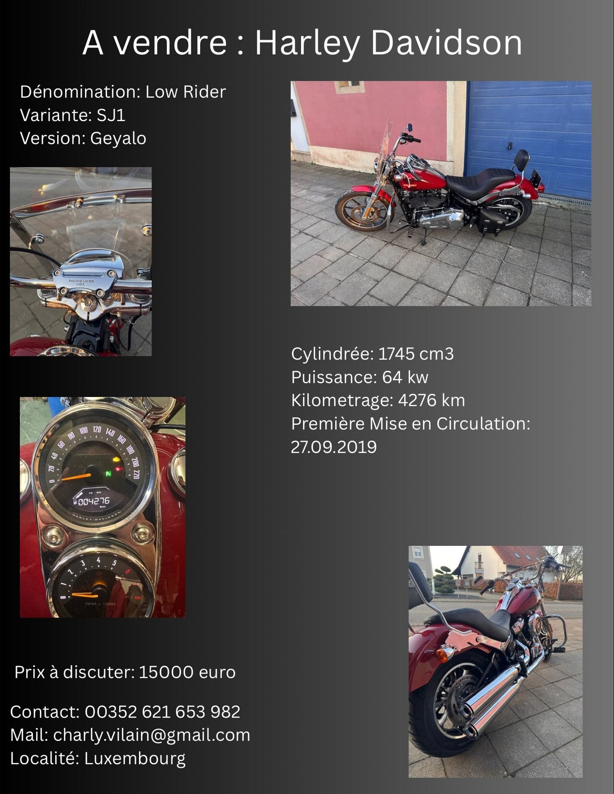 Harley Davidson SJ1 Low Rider, Motoren, Motoren | Harley-Davidson, 1745 cc, Nieuw, Chopper, Particulier