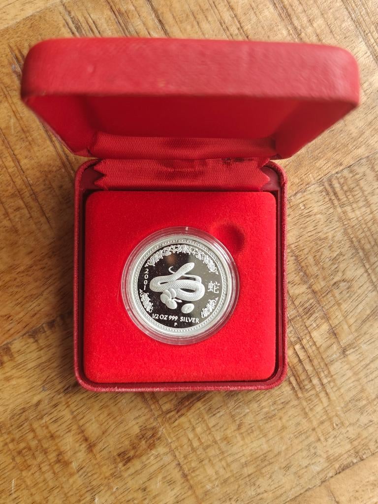 2001 lunar series 1 year of the snake 1/2 oz proof, Ophalen of Verzenden, Zilver