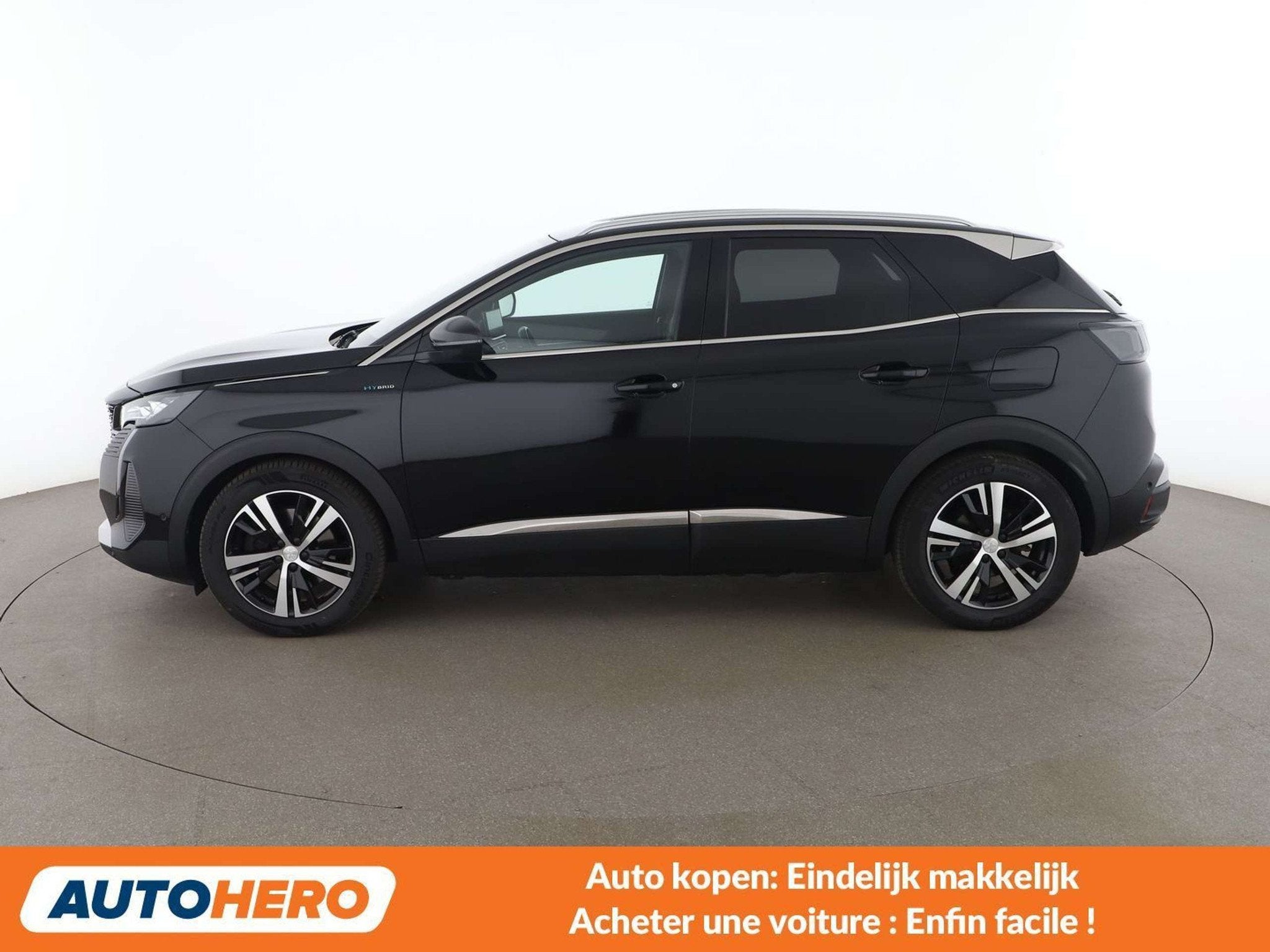 Peugeot 3008 1.6 Hybrid 225 Allure (bj 2021, automaat), Gebruikt, Euro 6, Alcantara, Zwart