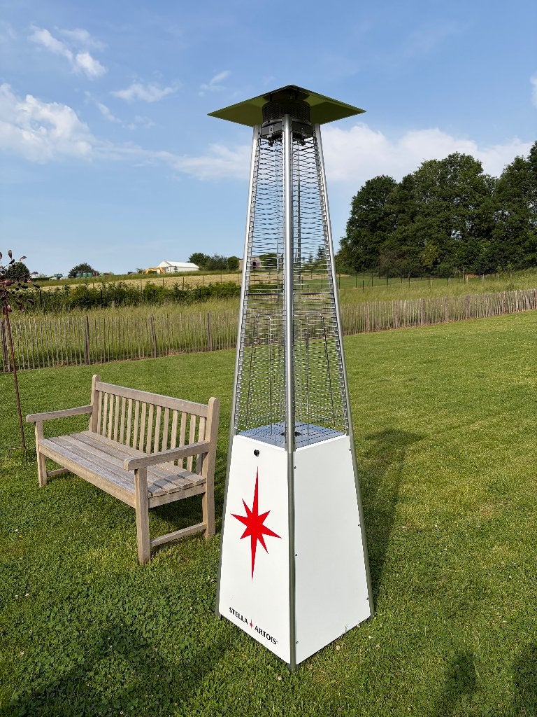 Stella Artois terrasverwarmer met glazen vlamkolom – nieuw, Ophalen, Nieuw, Stella Artois