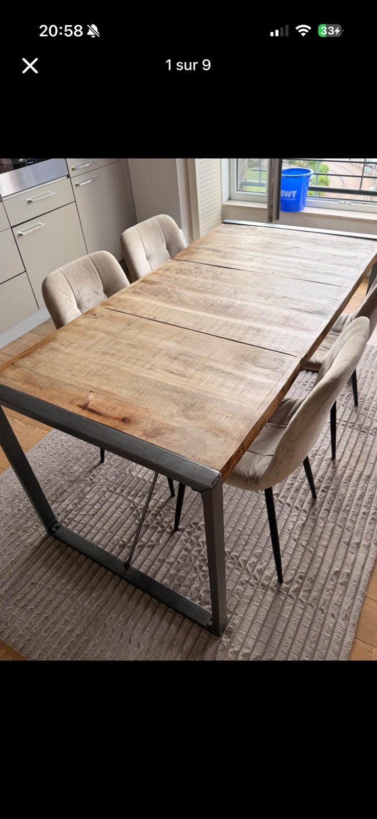 Table à manger avec 4 chaises, Quatre personnes, Comme neuf, Enlèvement, Rectangulaire