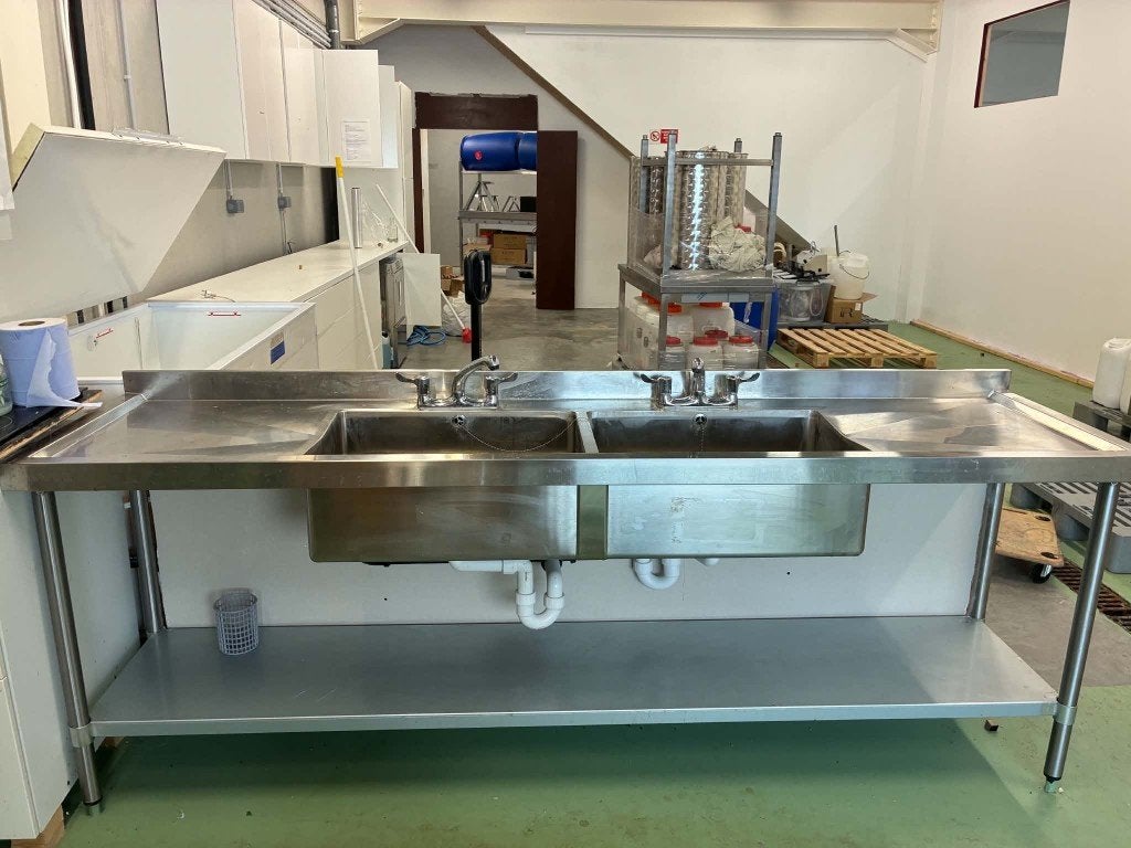 Evier Inox Pro VOGUE 240X60cm (Prix TVAC)  2 Bacs, Acier ou Inox, Autres couleurs, Enlèvement, Utilisé