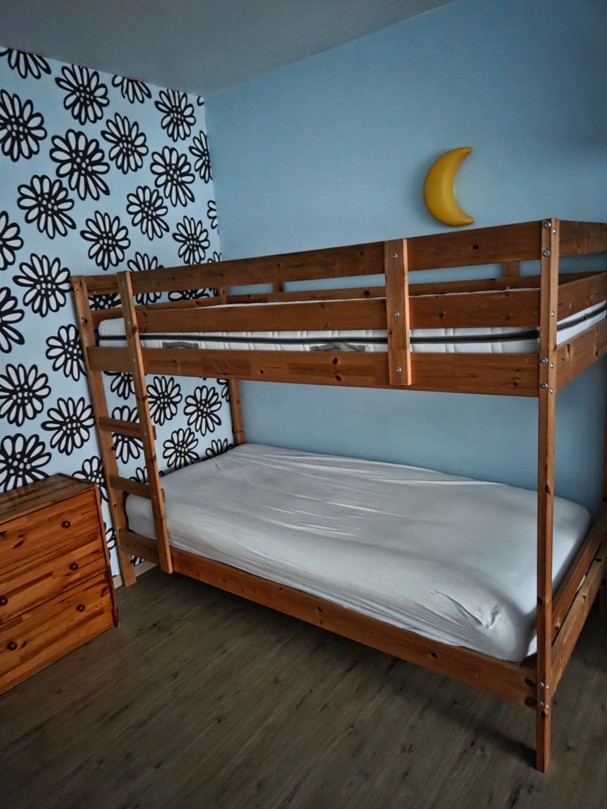 Stapelbed in grenenhout, Huis en Inrichting, Slaapkamer | Stapelbedden en Hoogslapers, Ophalen, 90 cm, Tweepersoons, Zo goed als nieuw