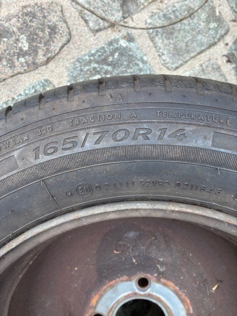 autobanden op velgen 14 ", Auto-onderdelen, 14 inch, Gebruikt, Velg(en), 165 mm
