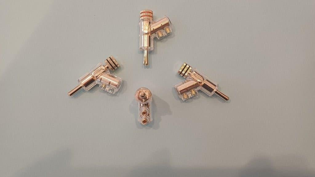 4 Geisoleerde vergulde audiofiele banaanplug met spreidpunt, Stereo speakers, Basreflex, Nieuw, Ophalen of Verzenden
