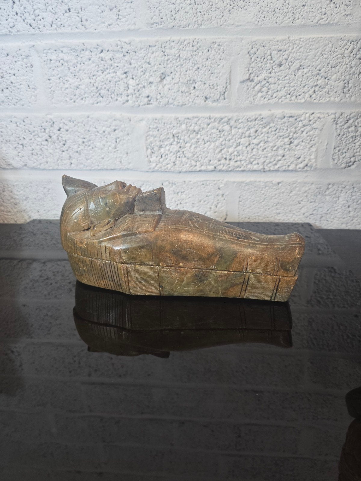 antiek mummie kistje (albast), Antiek en Kunst, Overige herkomsten, Ophalen of Verzenden, Ritueel object, Natuurlijk materiaal