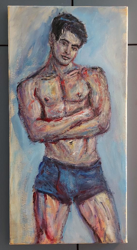 mooi schilderij op doek - queer art, Antiek en Kunst, Ophalen of Verzenden