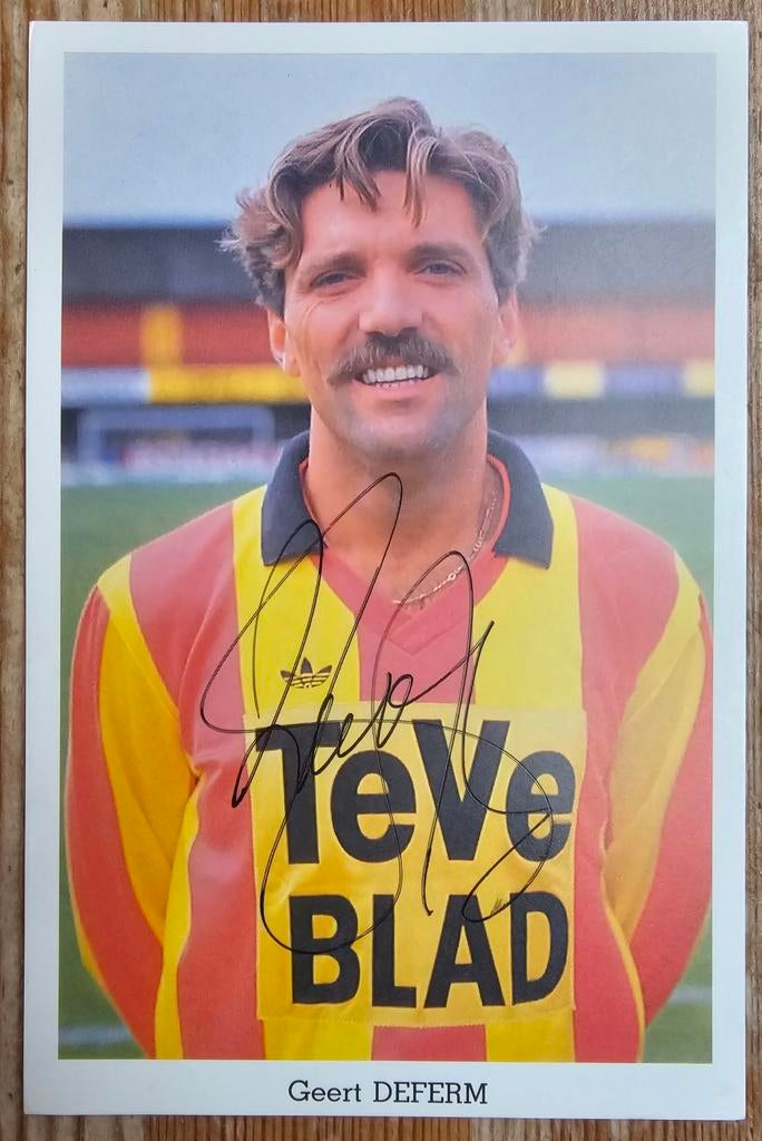 1989 Geert Deferm KV Mechelen Spelerskaart handgesigneerd!, Verzamelen, Verzenden, Zo goed als nieuw, Spelerskaart