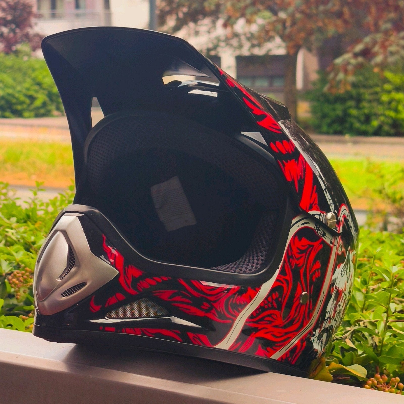 Casque Xtreme de moto-cross noir et rouge, L55-56, Motos, Autres marques, Femmes, S, Neuf, sans ticket