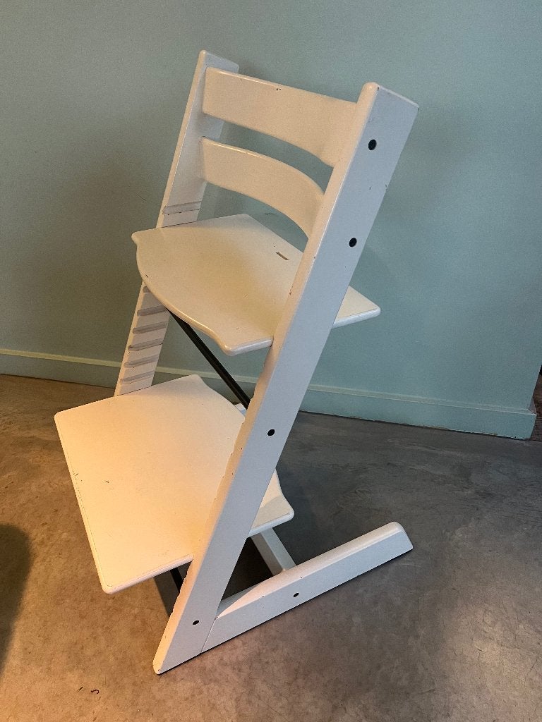 Tripp Trapp Stokke wit, Enlèvement, Comme neuf, Chaise évolutive, Coulissant