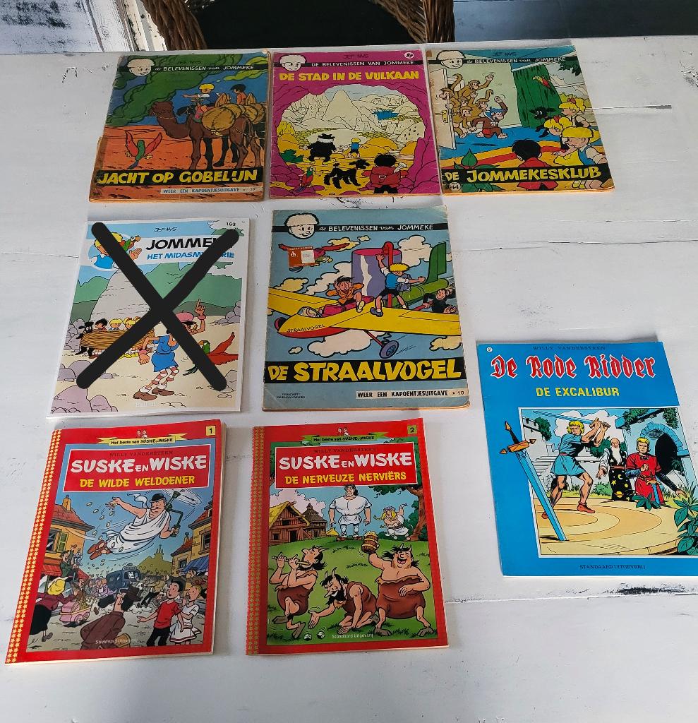 4 jommeke, 2 Suske & wiske, 1 Rode ridder, Boeken, Meerdere stripboeken, Ophalen of Verzenden, Gelezen