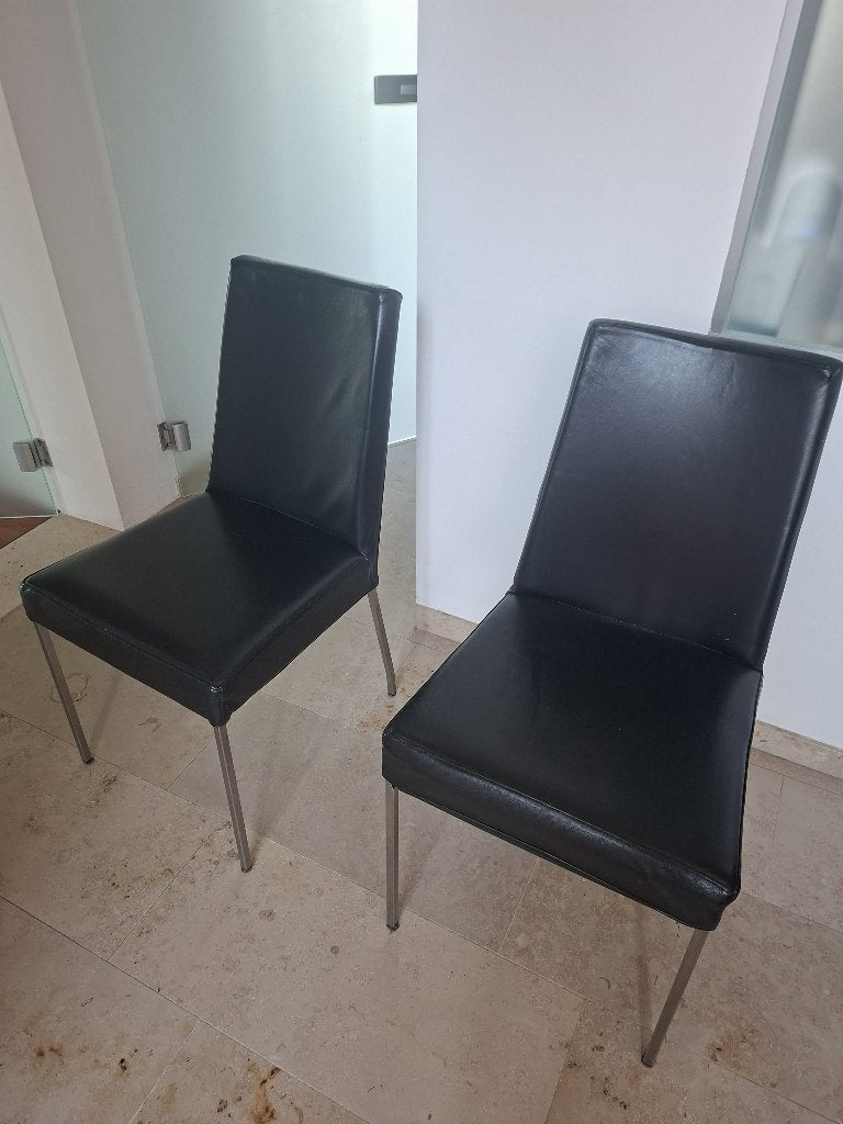 6 stoelen voor eetkamer  - ideaal voor een jong gezin, Ophalen, Gebruikt, Zwart, Leer
